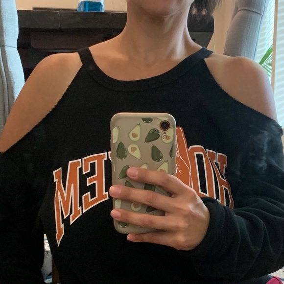 PINK University of Texas Longhorns Cold Shoulder Sweatshirt Black - Picture 7 of 9